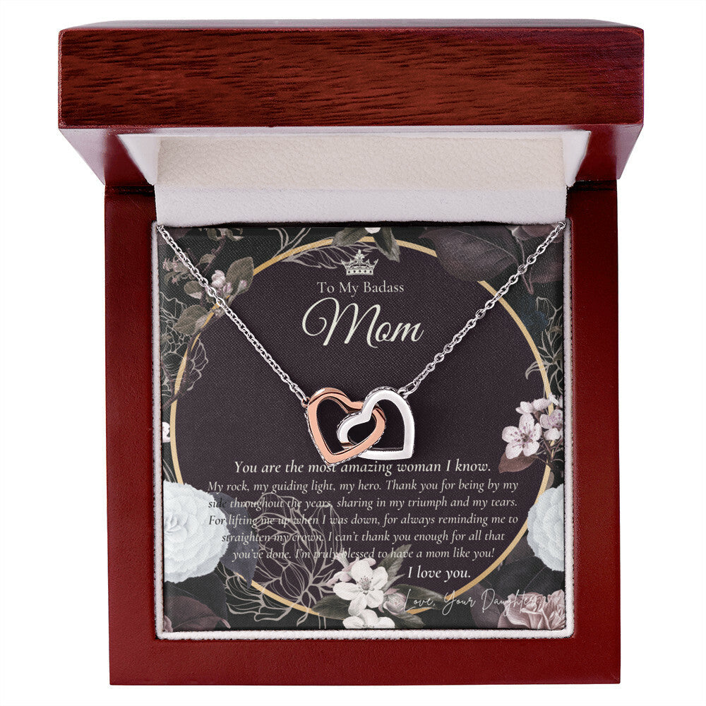 To My Badass Mom Necklace Badass Mom Gift Mother’S Day Gift Birthday Gift Gift From Daughter On Wedding Day Interlocking Hearts Necklace
