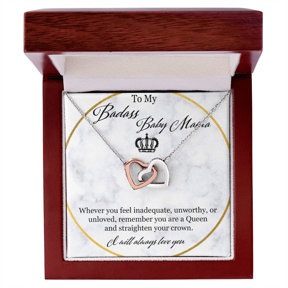 To My Badass Baby Mama Interlocking Hearts Necklace