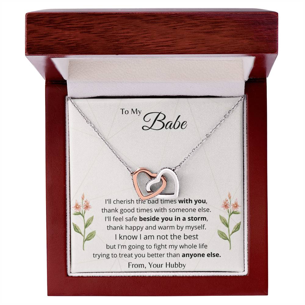 To My Babe Interlocking Hearts Necklace