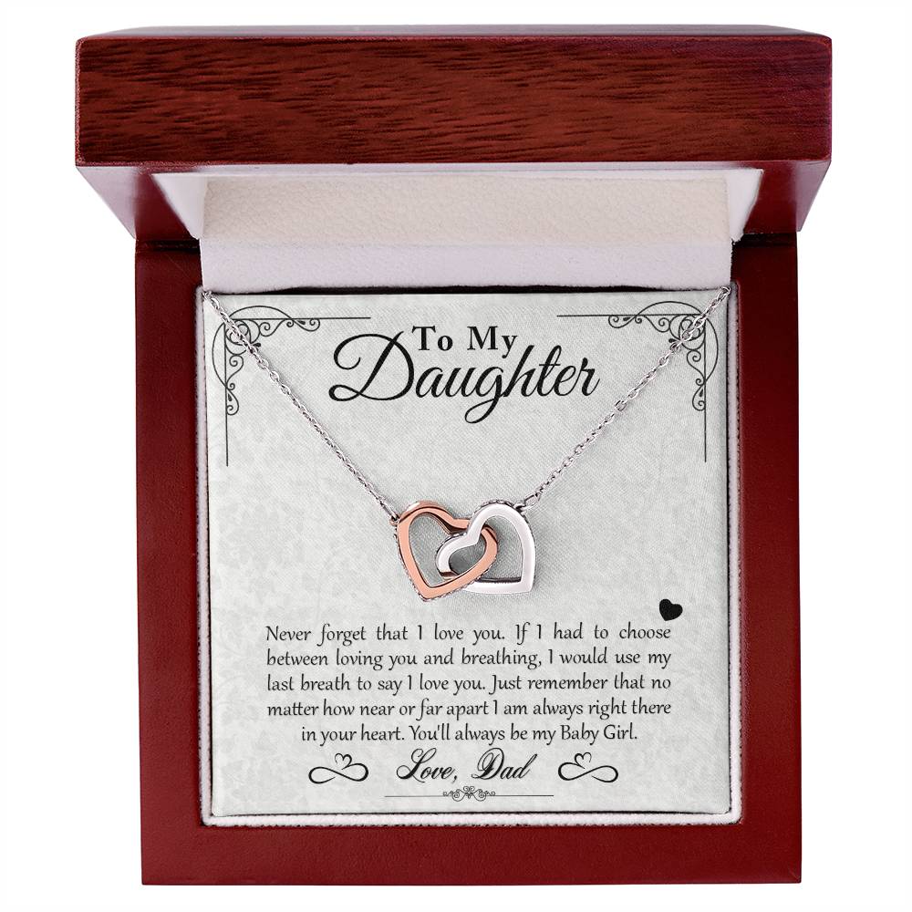 My Baby Girl - Love Dad - Double Heart Necklace Interlocking Hearts Necklace