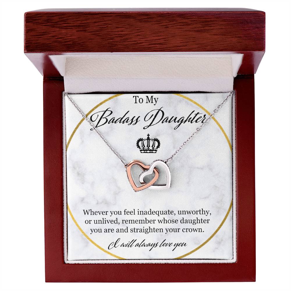 To My Badass Daughter Interlocking Hearts Necklace