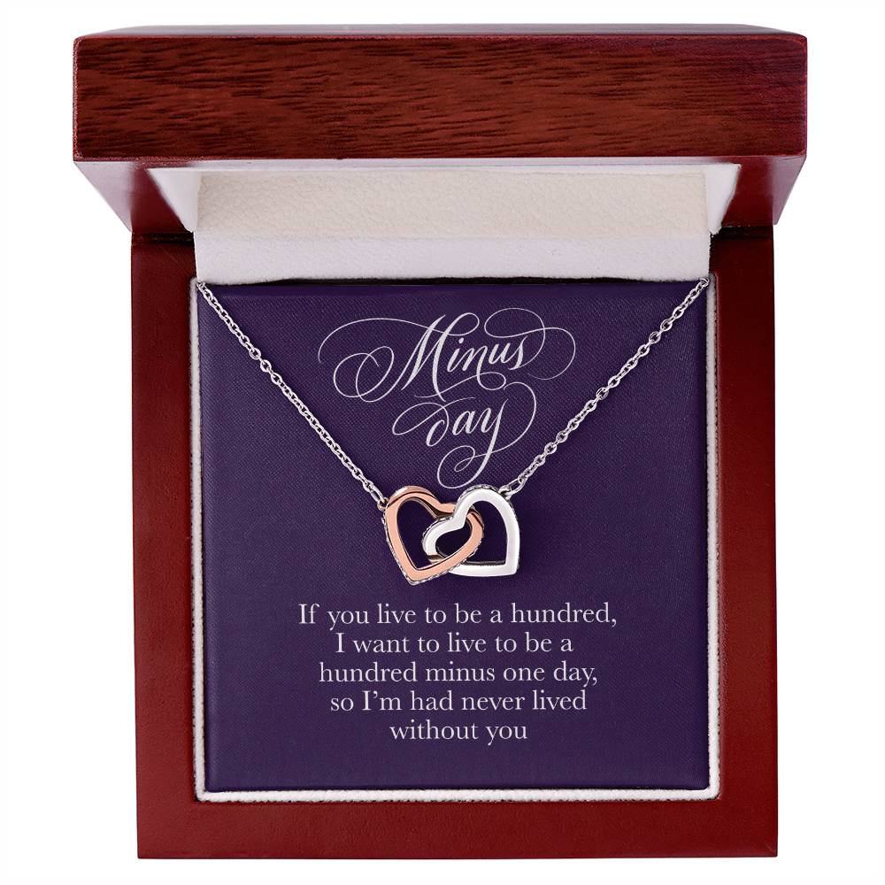 Necklace With Romantic Card -Valentines Day Anniversary Birthday Gift For Her Interlocking Hearts Necklace