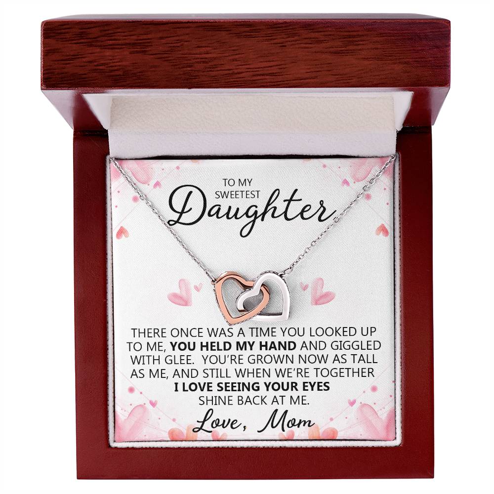 To My Daughter - You Are My Heart - Unique Heart Bonding Necklace Gift Set Interlocking Hearts Necklace