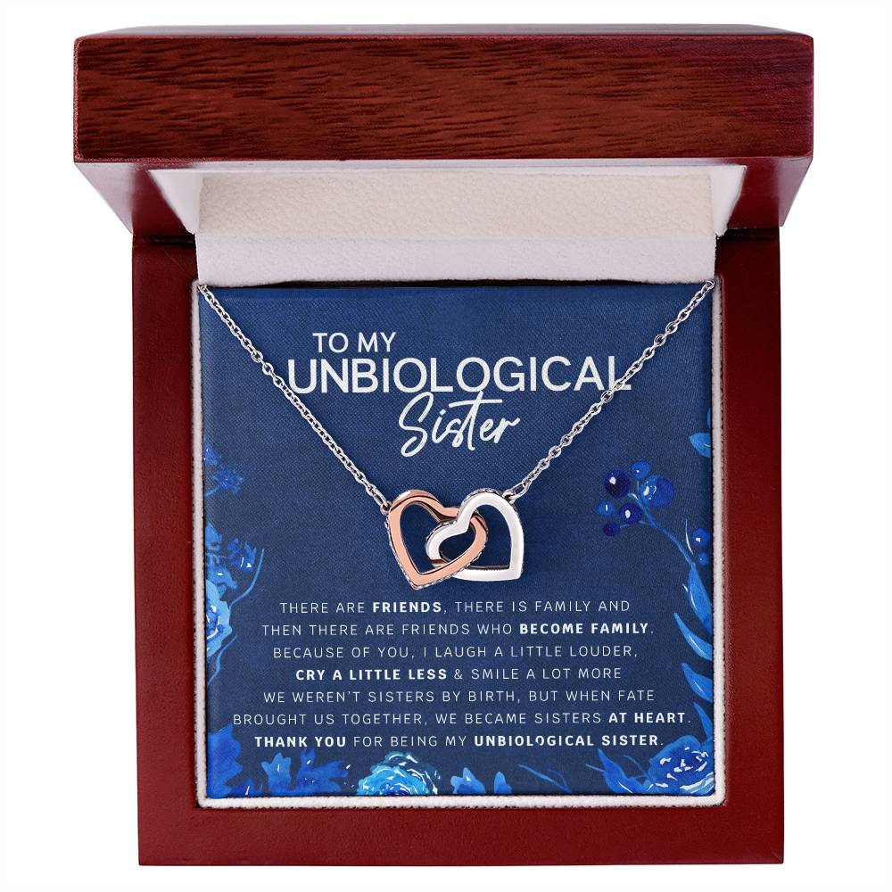 Unbiological Sister Heart Necklace Gift For Best Friend Thank You For Everything Interlocking Hearts Necklace