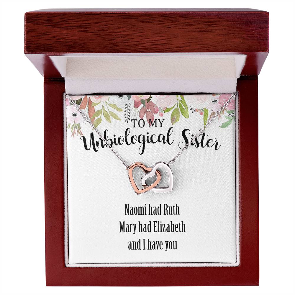 Unbiological Sister Interlocking Hearts Necklace