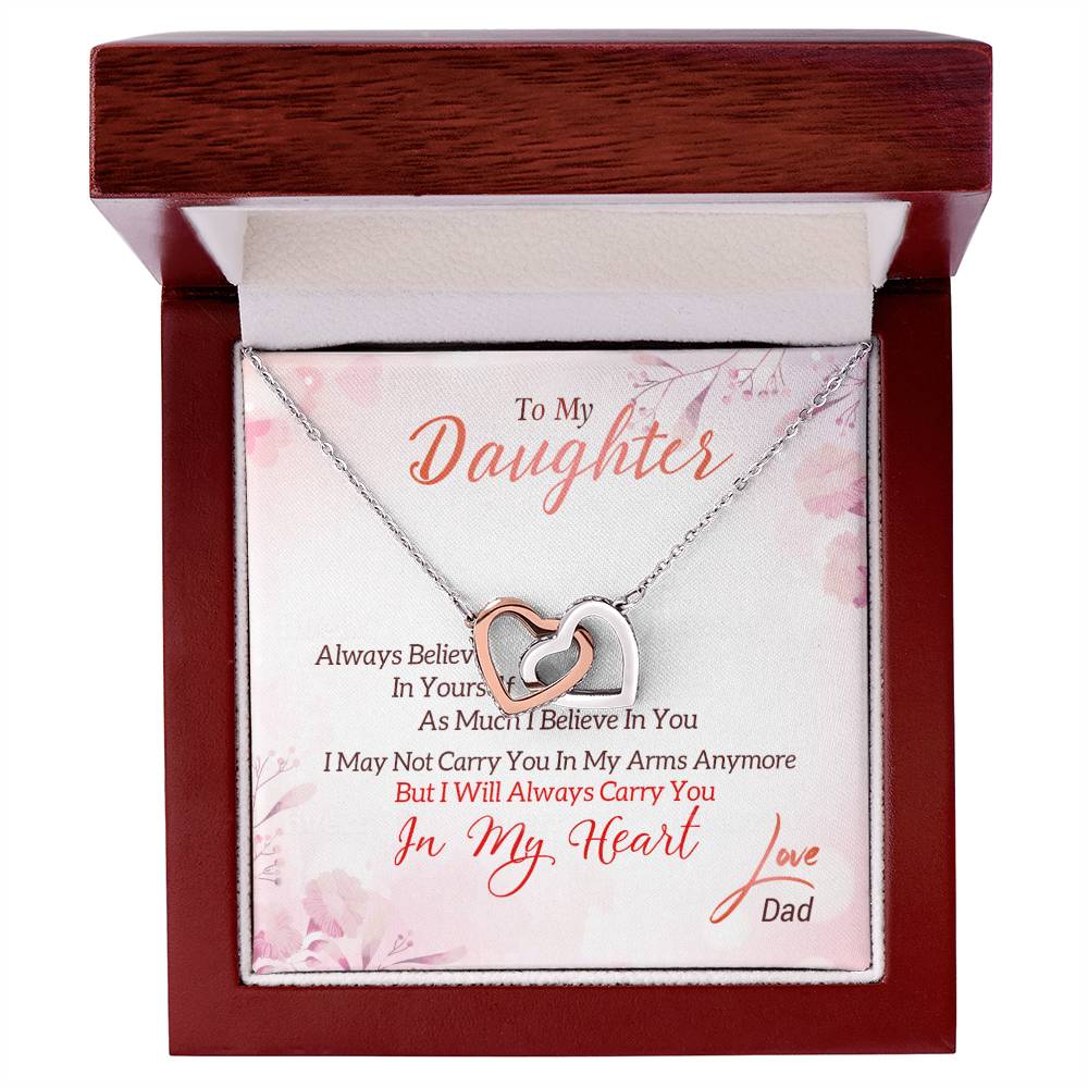 I May Not Carry You In My Arms Anymore But I Will Always Carry You In My Heart Necklace With Message Card Interlocking Hearts Necklace