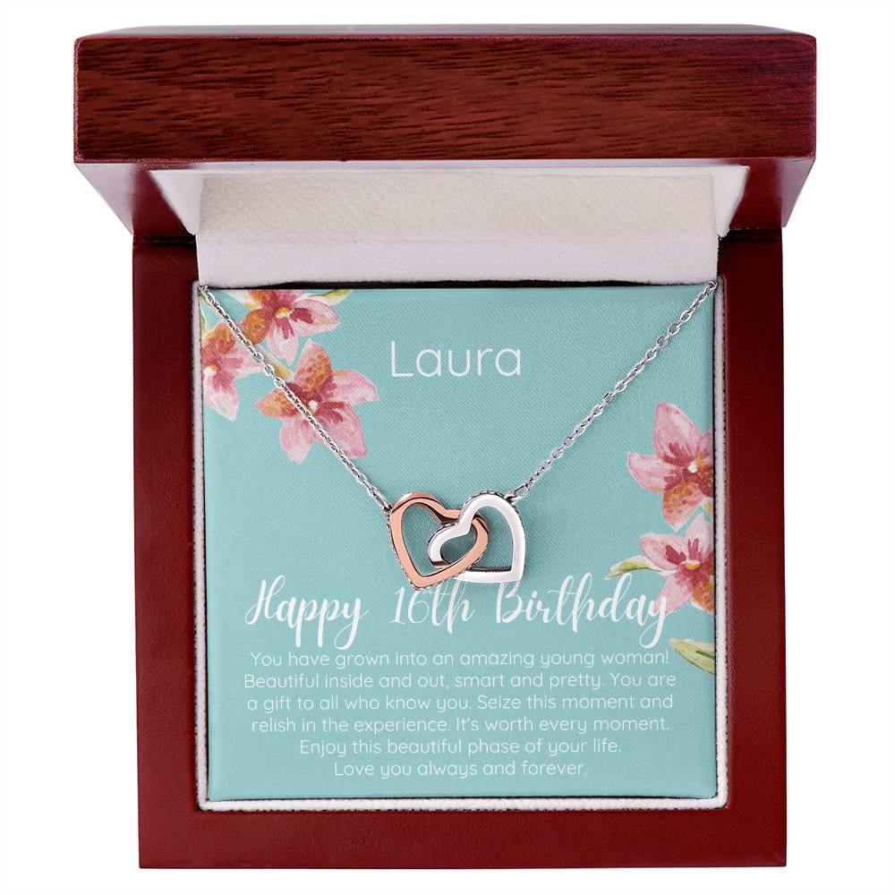 Personalized Happy 16Th Birthday Interlocked Hearts Necklace Interlocking Hearts Necklace