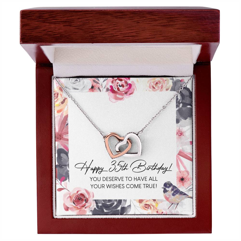 Happy 35Th Birthday Interlocking Hearts Necklace Message Card