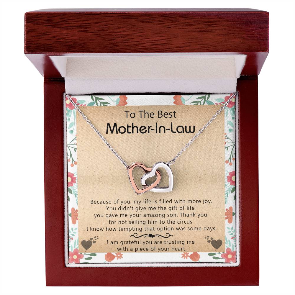 Gift For Mother-In-Law - My Life Is Filled With More Joy New - Interlocking Interlocking Hearts Necklace