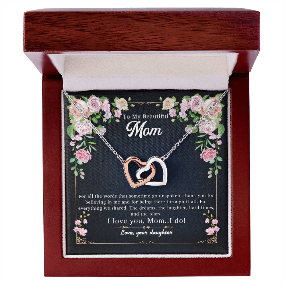 I Love You Mom.I Do Interlocking Hearts Necklace