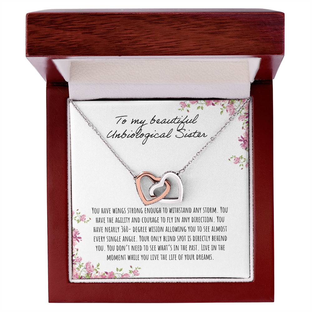 To My Beautiful Step Sister Interlocking Hearts Necklace