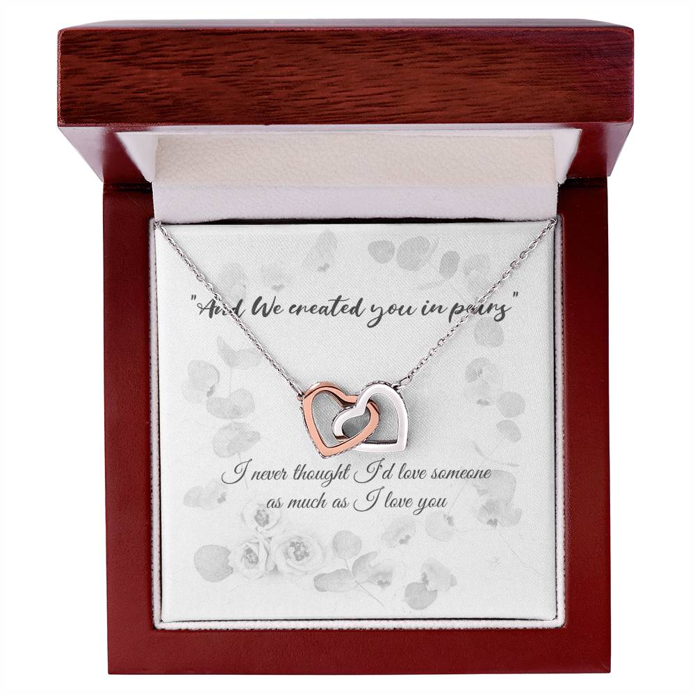 Engagement Gift For Your Finacé - With Quote And We Created You In Pairs. Interlocking Hearts Necklace
