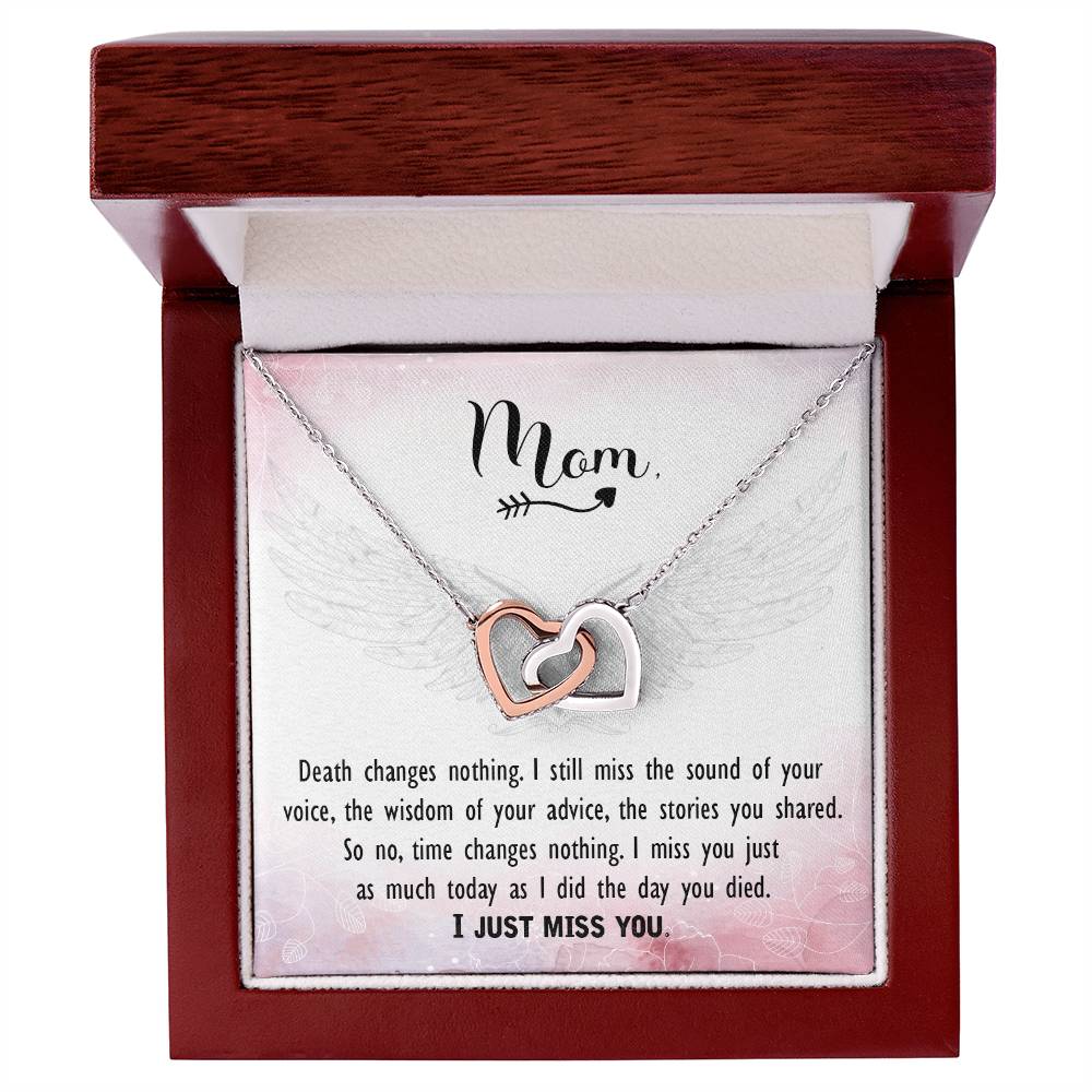 Mom - I Just Miss You - Interlocking Heart Necklace Interlocking Hearts Necklace
