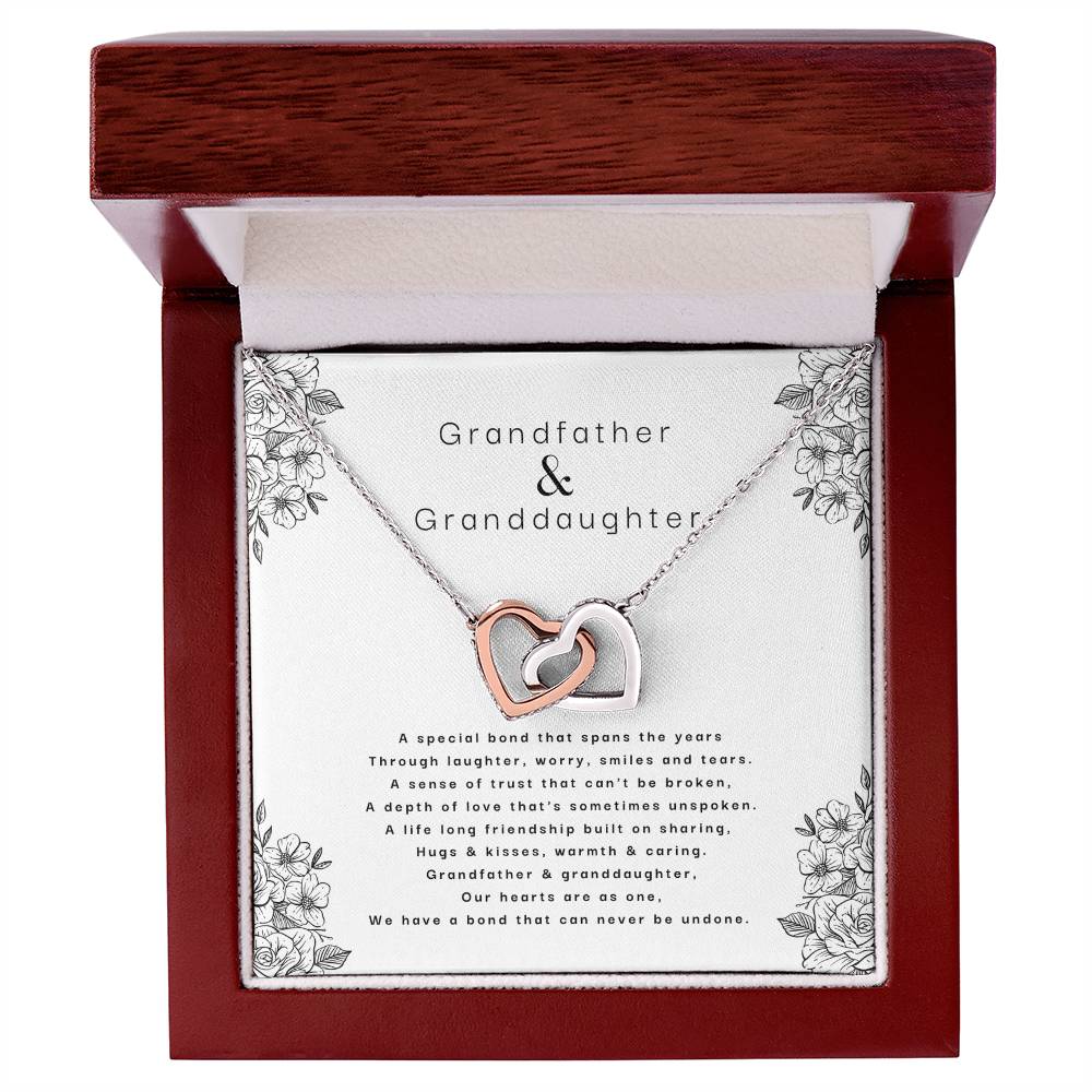 Grandfather & Granddaughter - An Unbreakable Bond Necklace Interlocking Hearts Necklace