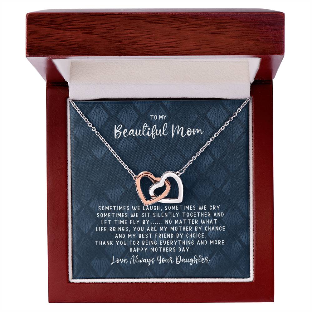 Mothers Day Best Friend - Interlocking Hearts Blue - Love Daughter Interlocking Hearts Necklace