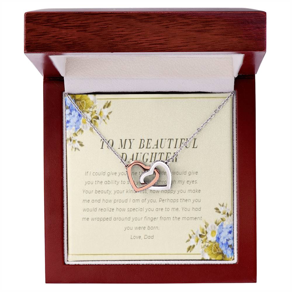 To My Daughter From Dad Interlocking Hearts Necklace Father To Daughter Gift Birthday Gift To Daughter From Dad Daughter Necklace
