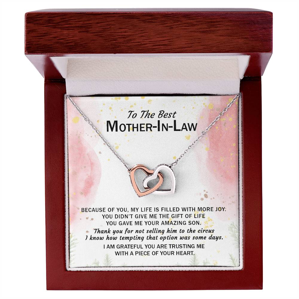 Gift For Mother-In-Law - My Life Is Filled With More Joy 3 - Interlocking Interlocking Hearts Necklace