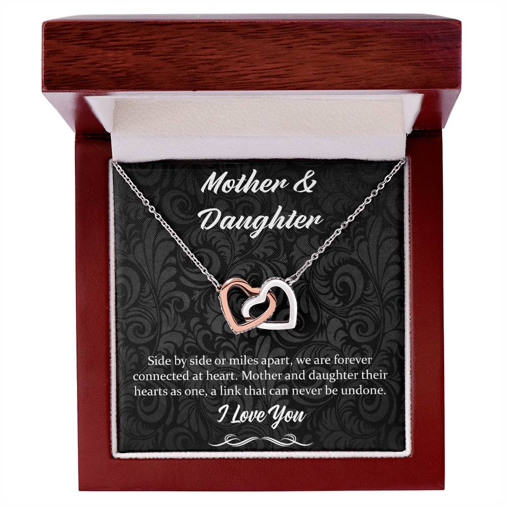 Side By Side Or Miles Apart - Mother & Daughter Interlocking Hearts Necklace