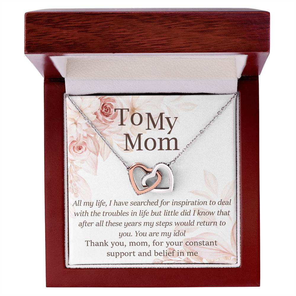 Mom Thank You For Your Inspiration Interlocking Hearts Necklace