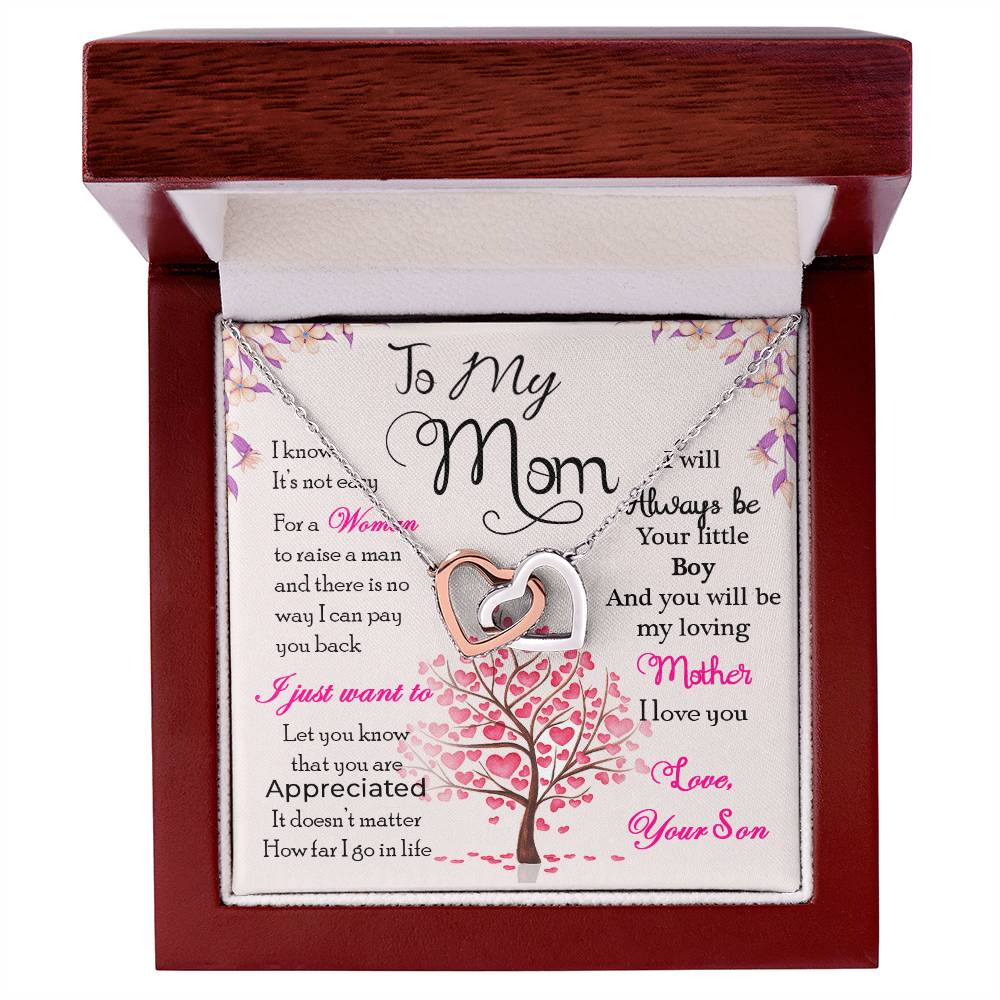 To My Mom - Thank You For Always Being There - Mother'S Day Gift Necklace For Mom Jewelry Gift From Son Interlocking Hearts Necklace