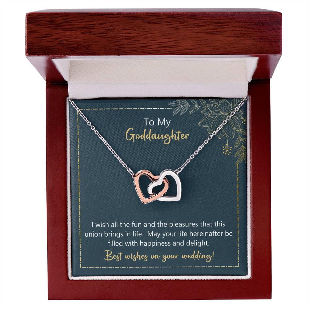 To My Goddaughter May Your Life Filled With Happiness And Delight Necklace Interlocking Hearts Necklace