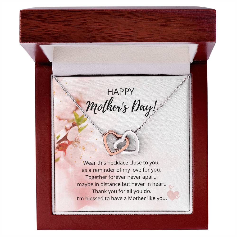 Mother'S Day Interlocking Heart Necklace - 316 Steel With 18K Rose Gold Finish And Cubic Zirconia Stones Interlocking Hearts Necklace