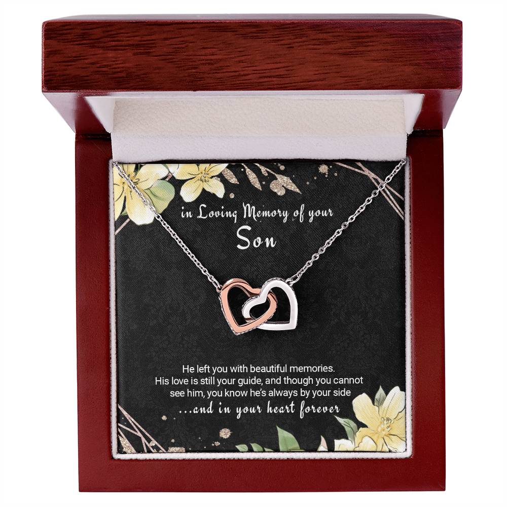 Loss Of Son Gift Son Memorial Necklace Twin Hearts Interlocking Hearts Necklace