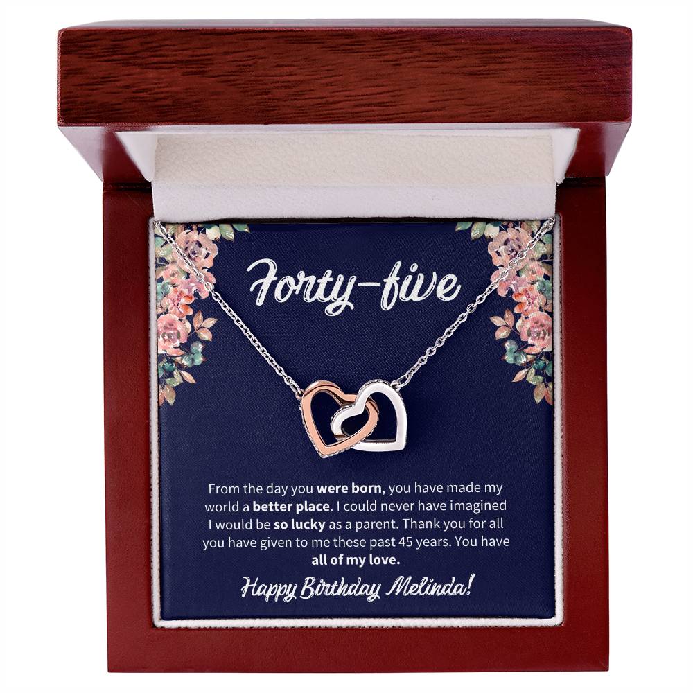 Forty-Five Birthday All Of My Love Interlocked Hearts Necklace Interlocking Hearts Necklace
