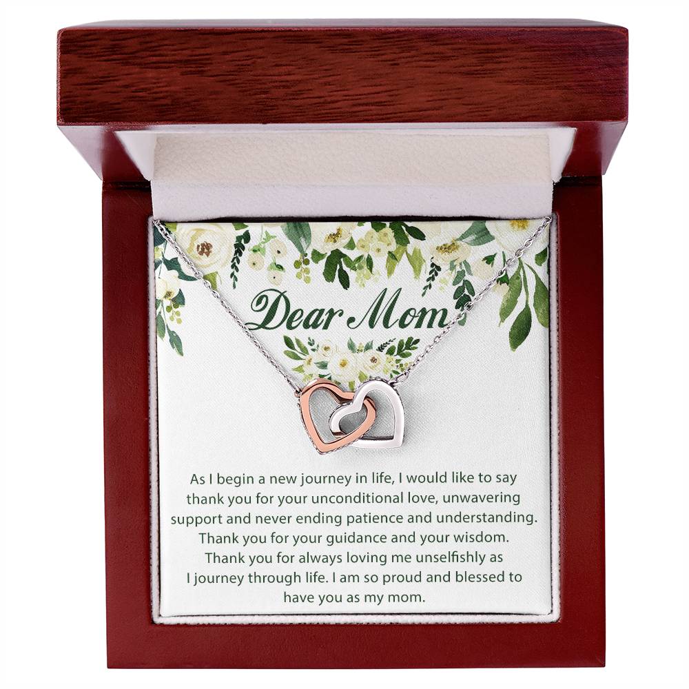 Dear Mom Interlocking Hearts Necklace Message Card