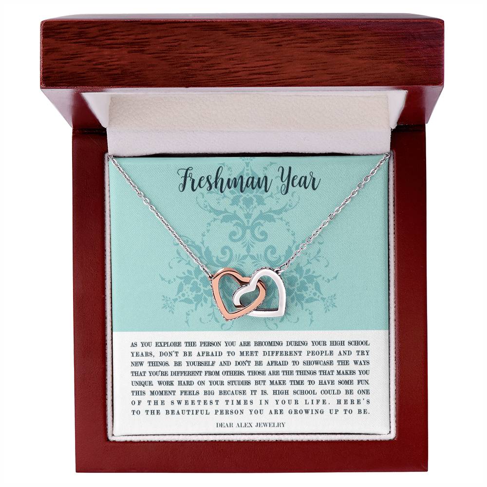 Freshman Year Uniquely You Necklace Interlocking Hearts Necklace