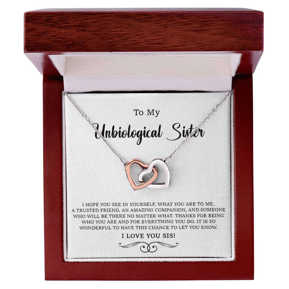 To My Unbiological Sister Necklace Best Friend Gift Jewelry Birthday Gift Anniversary Gift Interlocking Hearts Necklace