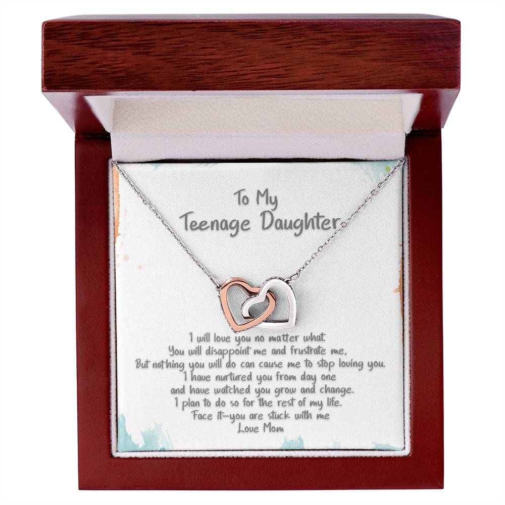 Teenage Daughter Love You No Matter What Hearts Locked Necklace Interlocking Hearts Necklace
