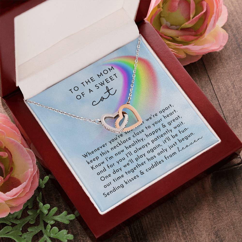 Cat Memorial Interlocking Hearts Necklace Day Rainbow Remembrance