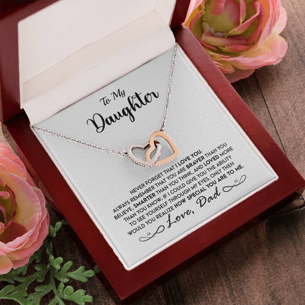 To My Daughter - Never Forget That I Love You - Interlocking Hears Necklace Interlocking Hearts Necklace
