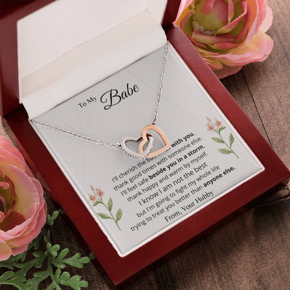 To My Babe Interlocking Hearts Necklace