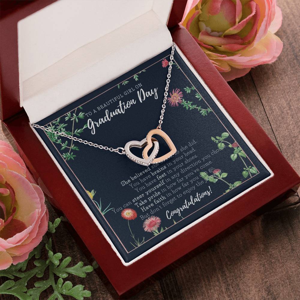 Graduation Gift Necklace For Daughter College Graduation Gift For Her High School Senior Graduation Mba Phd Master Class Of Interlocking Hearts Necklace