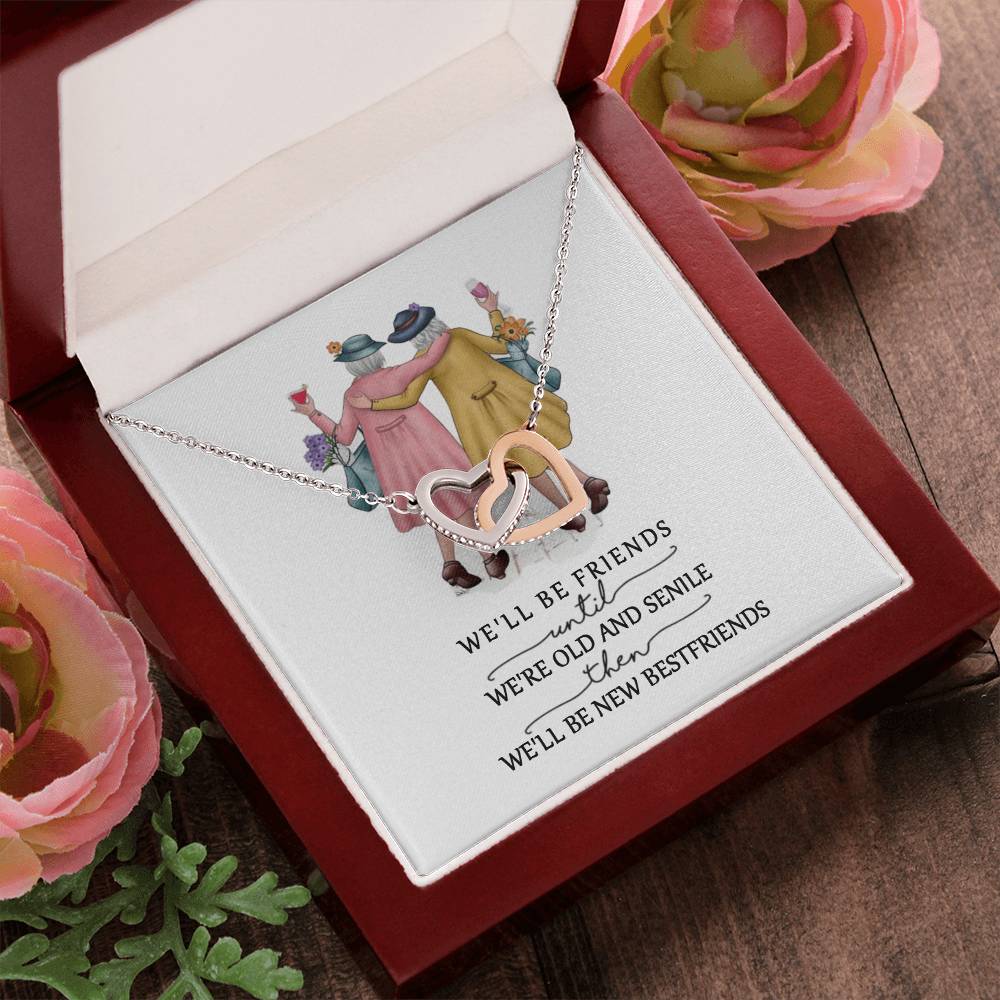 Friendship Interlocking Hearts Necklace - Friends Forever - F02