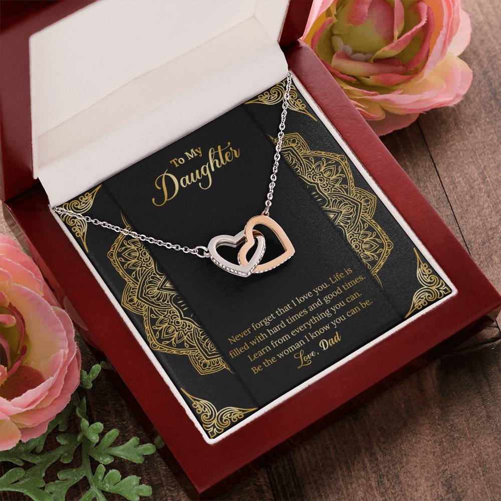 Never Forget That I Love You. Necklace. Two Hearts. Interlocking Hearts Necklace