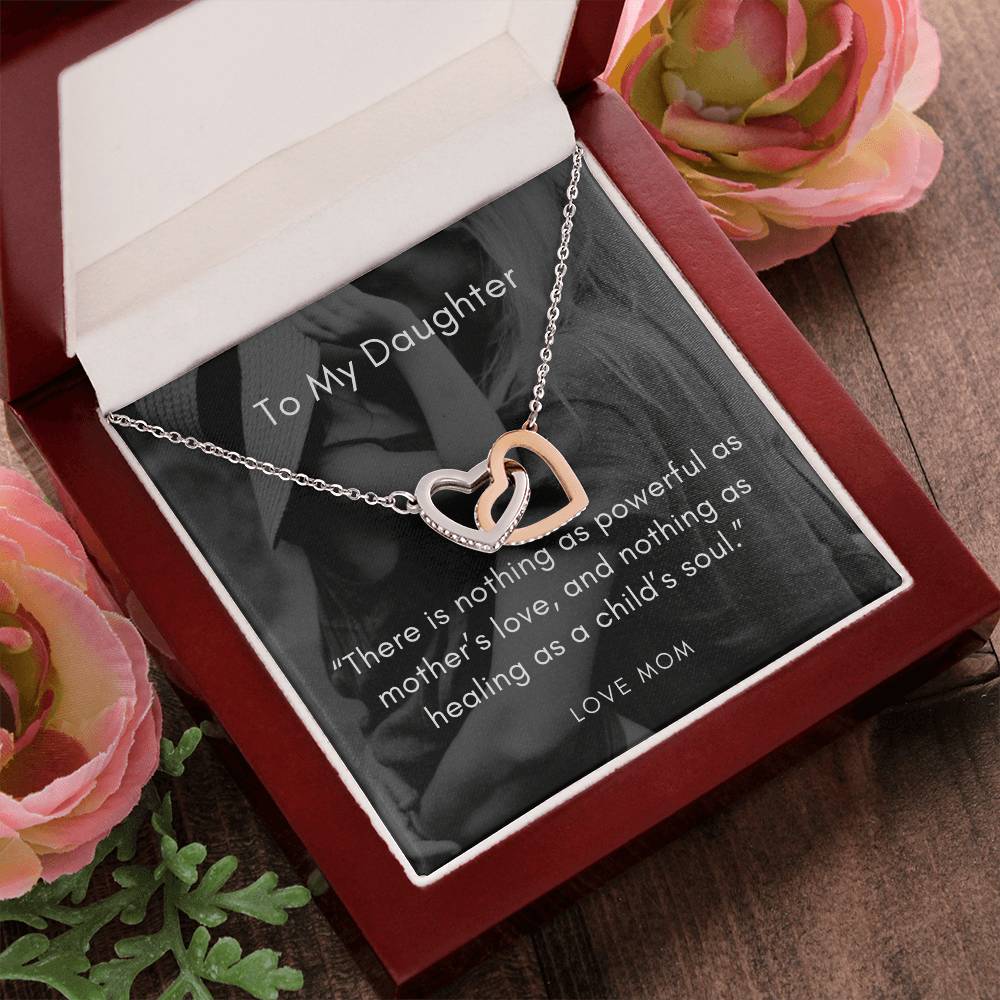 There Is Nothing As Powerful As Mother’S Love And Nothing As Healing As A Child’S Soul Interlocking Hearts Necklace