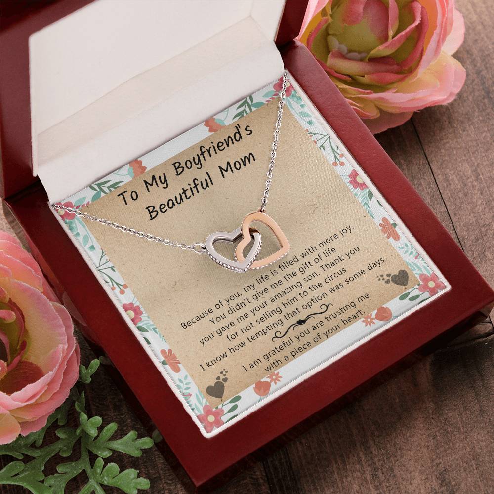 Gift For Boyfriend'S Mom - My Life Is Filled With More Joy - Interlocking Interlocking Hearts Necklace
