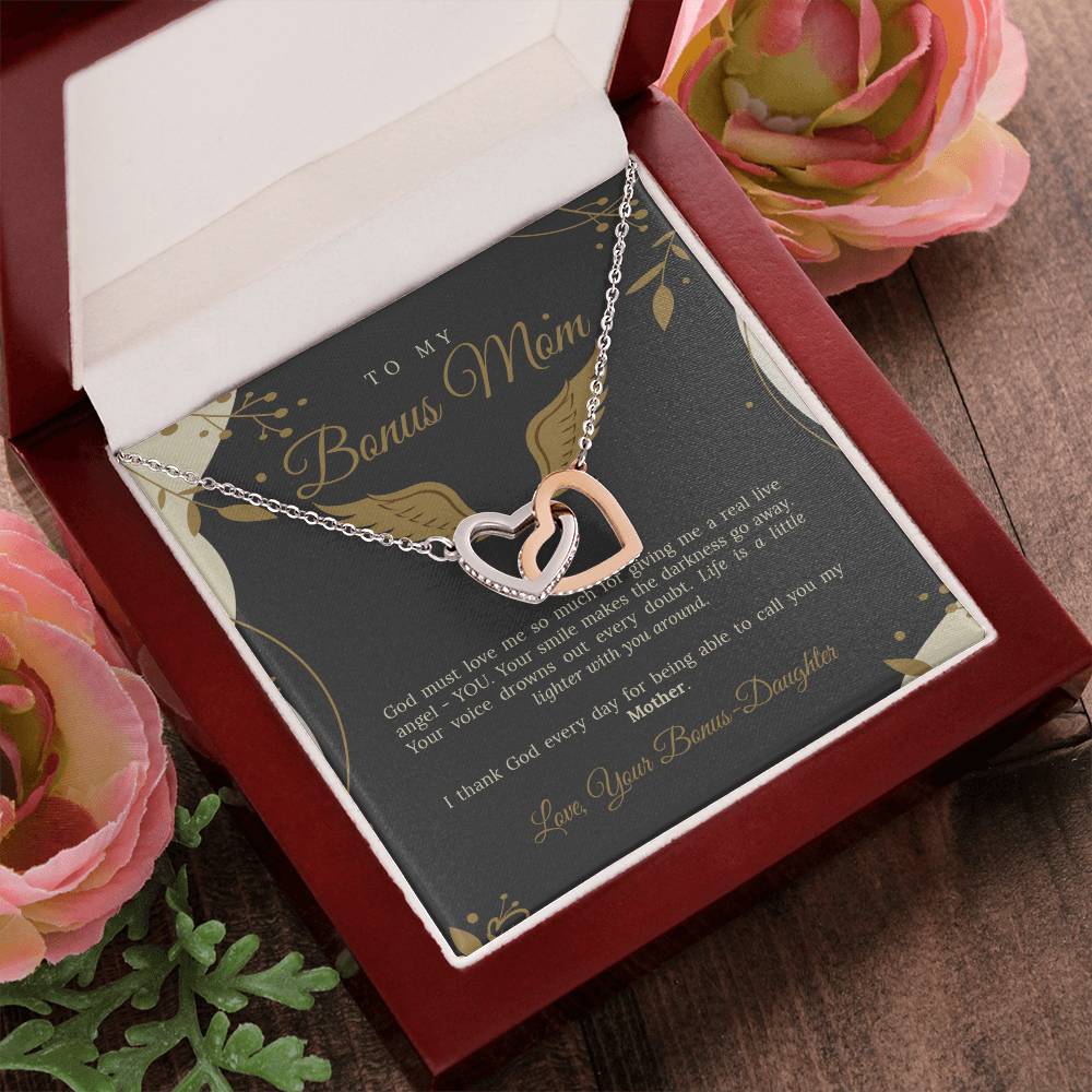 To My Bonus Mom Interlocking Hearts Necklace