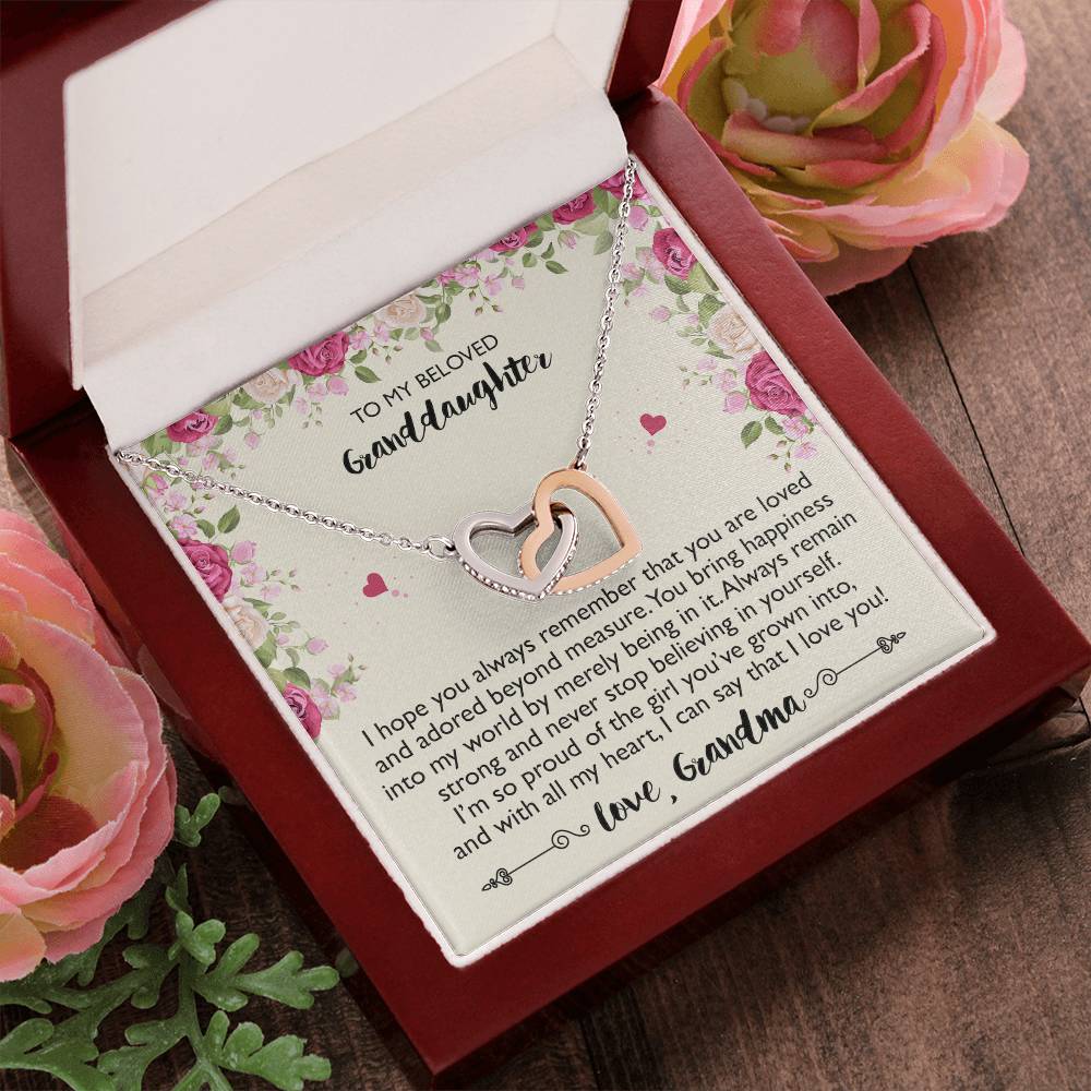 To My Beloved Granddaughter - Interlocking Heart Necklace From Grandma Interlocking Hearts Necklace