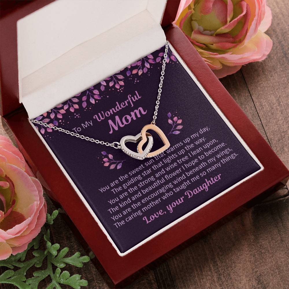 To My Mom - You Are The Sweet Sun - Necklace Interlocking Hearts Necklace