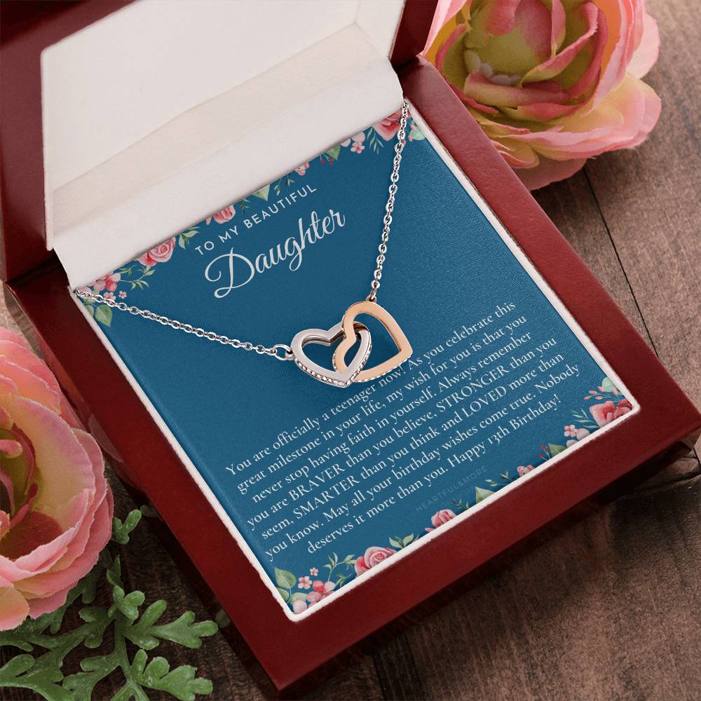 Gift For 13 Year Old Girl Gifts 13Th Birthday Girl 13Th Birthday Gift Thirteenth Birthday Necklace Teen Birthday Gift Official Teenager Interlocking Hearts Necklace