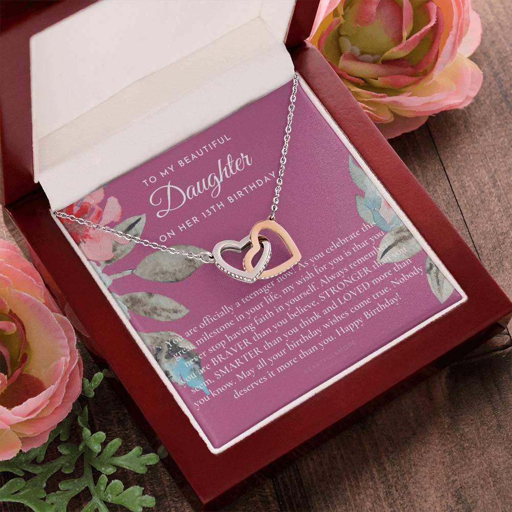 Daughter 13Th Birthday Gift Gift For 13 Year Old Girl Gifts 13Th Birthday Girl 13Th Birthday Gift Thirteenth Birthday Necklace Teen Birthday Gift Official Teenager Interlocking Hearts Necklace