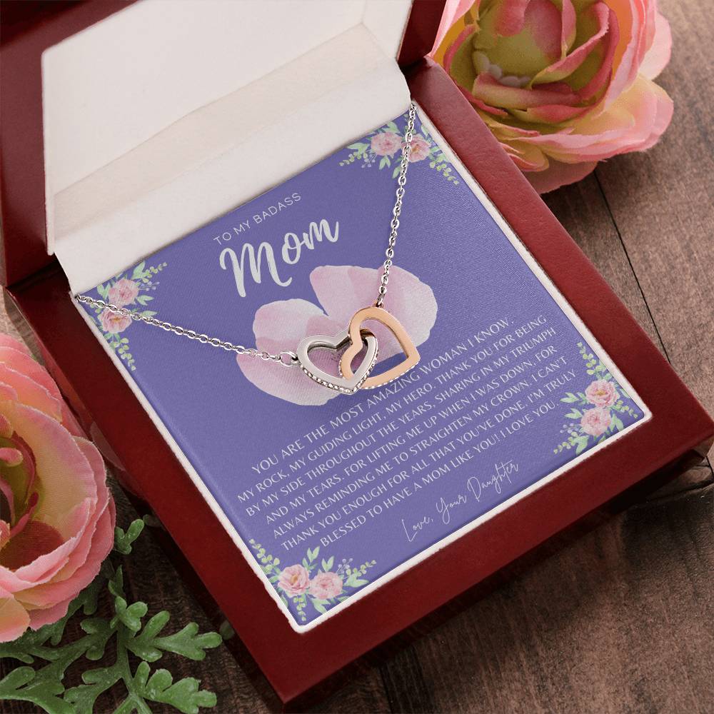 Badass Mom Gift To My Badass Mom Necklace Mother’S Day Gift Daughter To Mom Gift Gift From Daughter To Mom On Wedding Day Mom Gift Interlocking Hearts Necklace