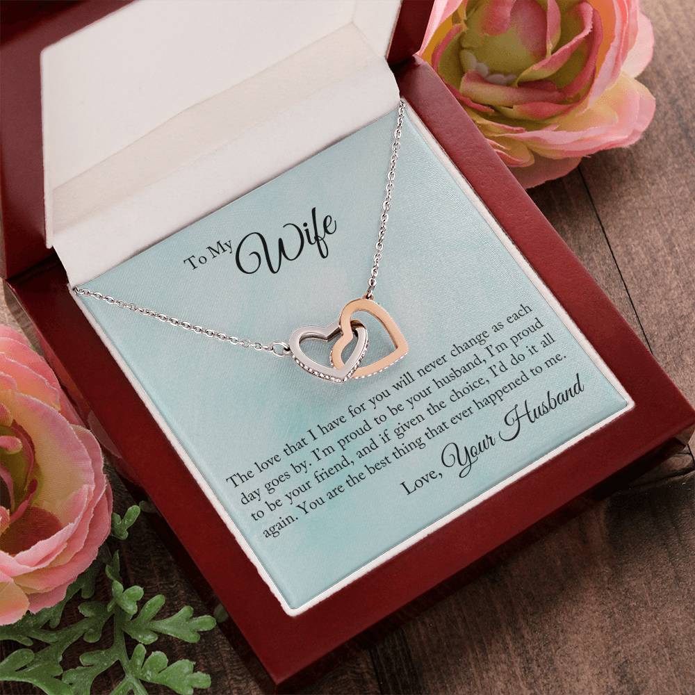 To My Wife - I'M Proud To Be Your Husband - Interlocking Heart Necklace Interlocking Hearts Necklace