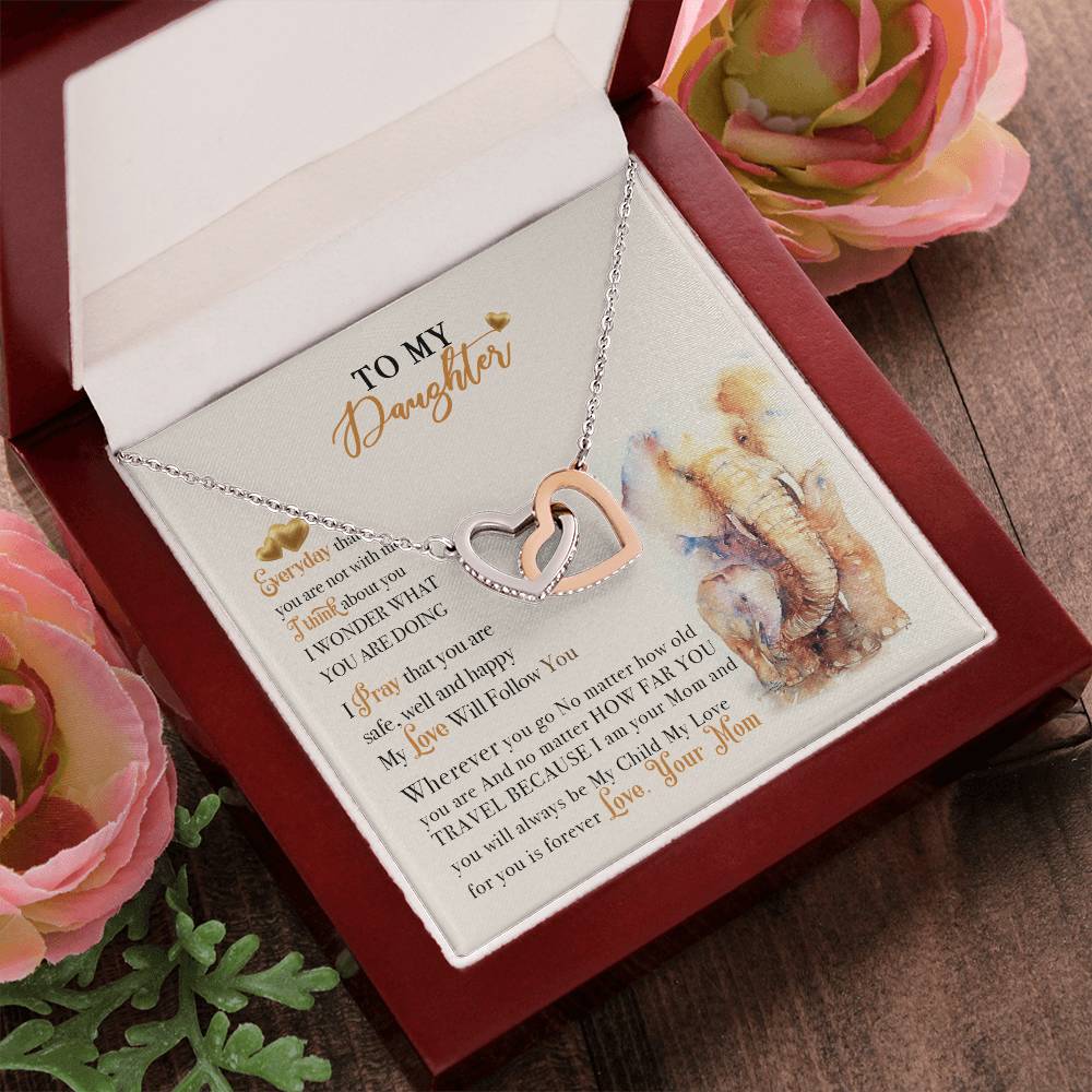 To My Daughter Necklace From Elephant Mom Interlocking Hearts Necklace