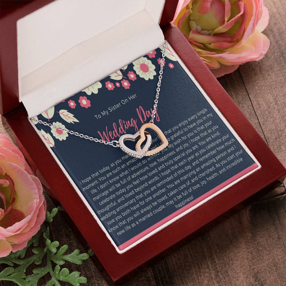 Sister Wedding Day Gift To Bride From Sister Necklace Sister To Bride Gift Bride Jewelry Gift From Sister Interlocking Hearts Necklace