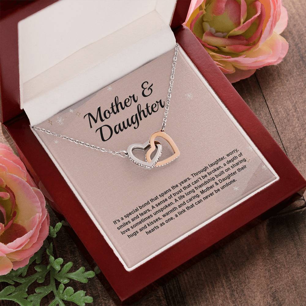 Mother Daughter It'S A Special Bond That Spans The Years Interlocking Hearts Necklace